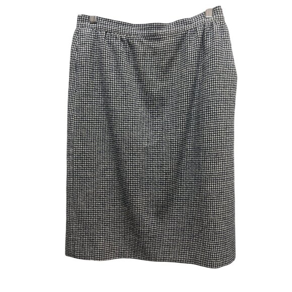 Pendleton Vintage 90's Navy Blue & White Houndstooth Pencil Skirt - Picture 2 of 7